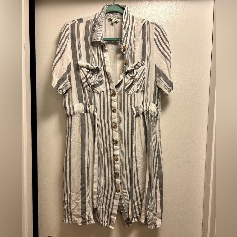 Style Envy Striped Grey and White Mini Dress